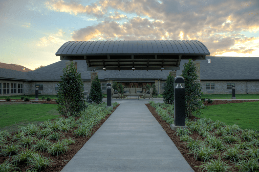 Full view of outdoor area at a skilled nursing facility