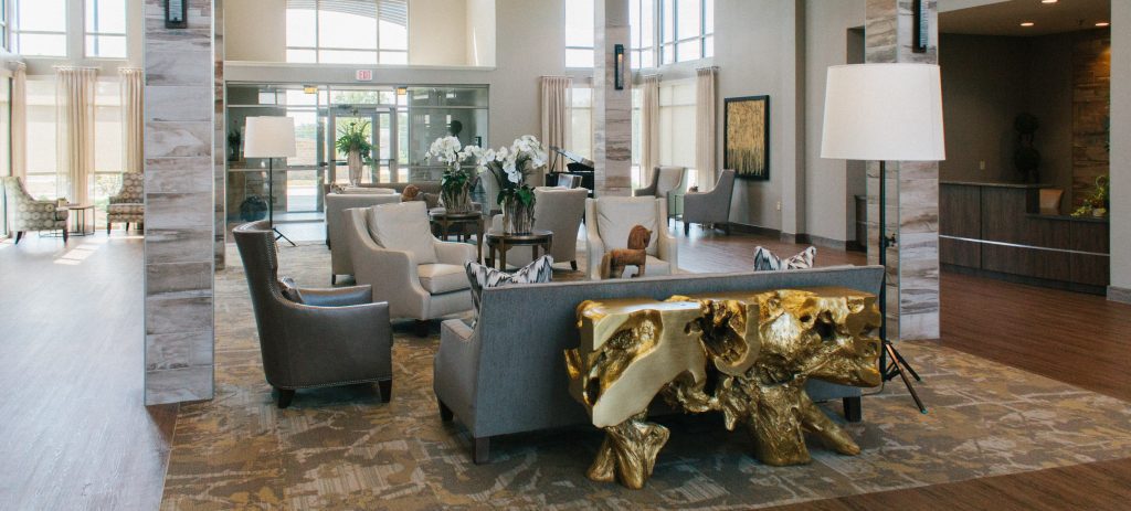 The lobby of a skilled nursing facility